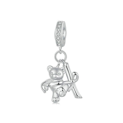 925 Sterling Silver Platinum Plated Bear Bracelet
