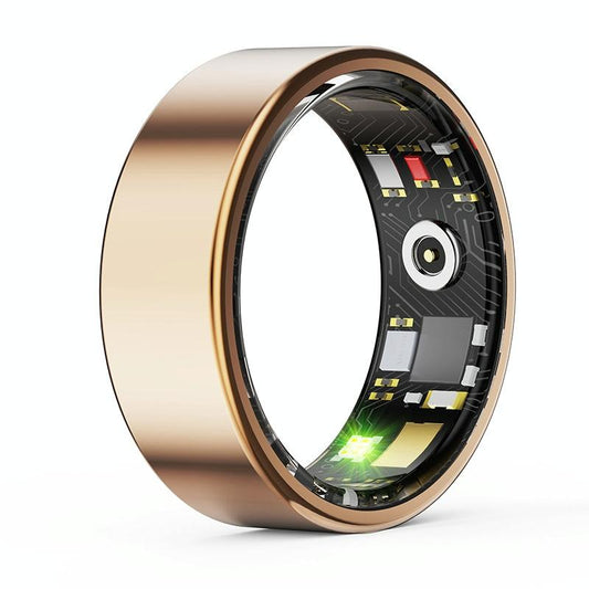 Smart Ring With Heart Rate Blood Oxygen Sleep & Sports Modes - Size 8 - Black