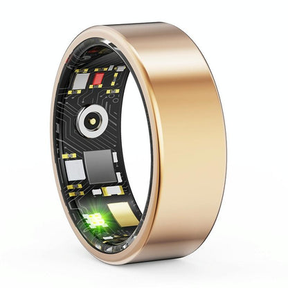 Smart Ring With Heart Rate Blood Oxygen Sleep & Sports Modes - Size 8 - Black