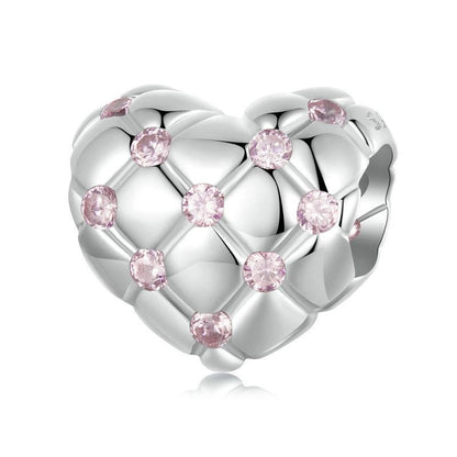 925 Sterling Silver Platinum Diamond Heart Diy Bead