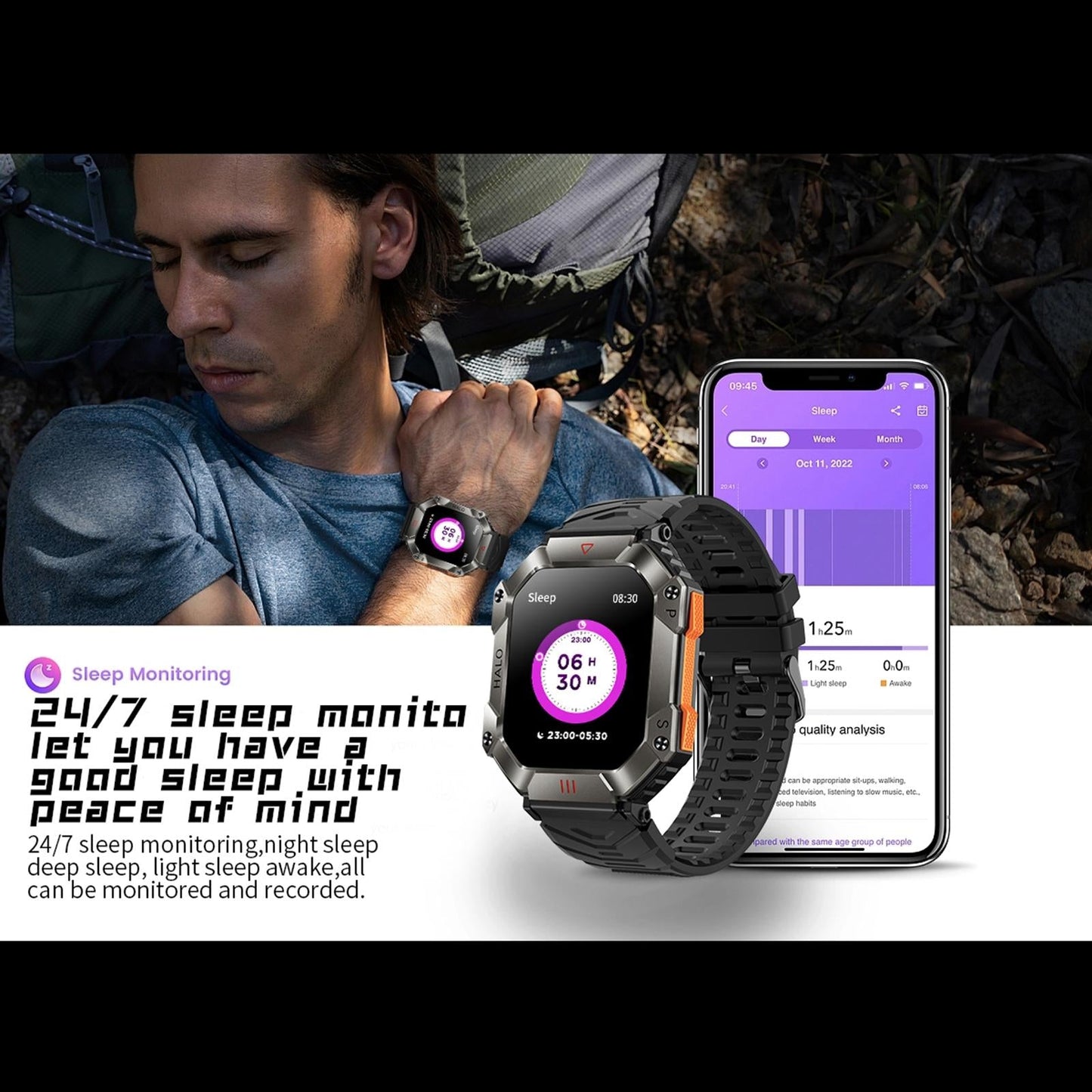 2.0 Inch Bt5.1 Ip67 Sport Smart Watch Support Bluetooth Call / Sleep / Blood Oxygen / Heart Rate / Blood Pressure Health Monitor - White + Orange