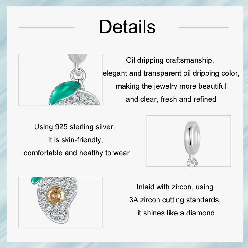 925 Sterling Silver Mango Bracelet Pendant