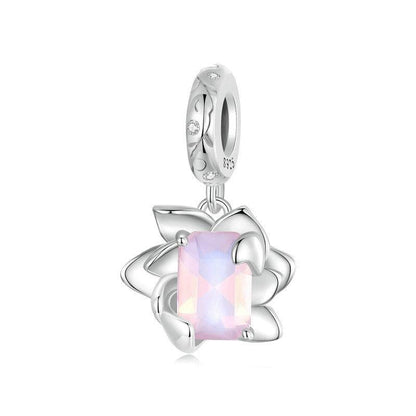 925 Sterling Silver Platinum Plated 3D Lotus Pendant