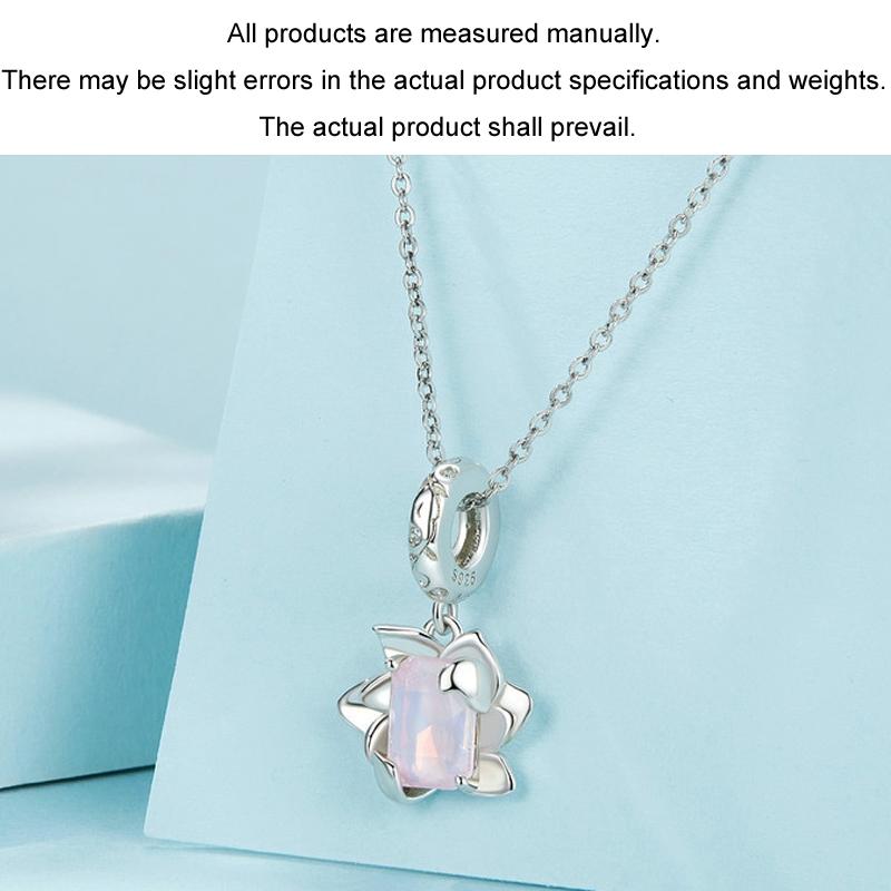 925 Sterling Silver Platinum Plated 3D Lotus Pendant