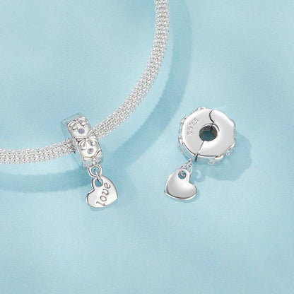 925 Sterling Silver Platinum Plated Bow Heart Bracelet With Beads