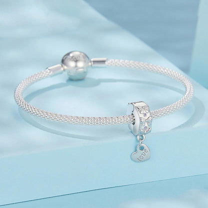 925 Sterling Silver Platinum Plated Bow Heart Bracelet With Beads