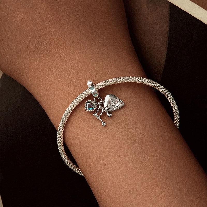 925 Sterling Silver Platinum Note Beaded Pendant