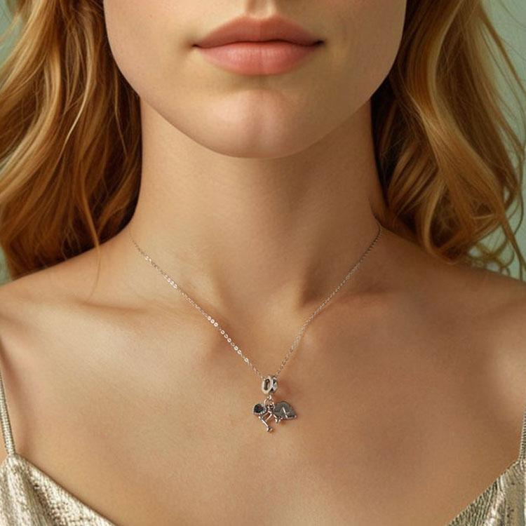 925 Sterling Silver Platinum Note Beaded Pendant