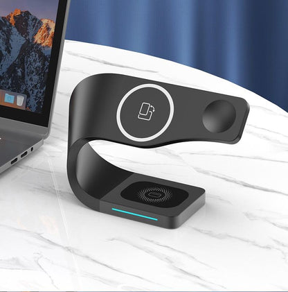 4 In 1 Magnetic Wireless Charger For Iphone Iwatches Airpods - Black