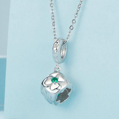 925 Sterling Silver Platinum Plated Lucky Clover Dice Bracelet