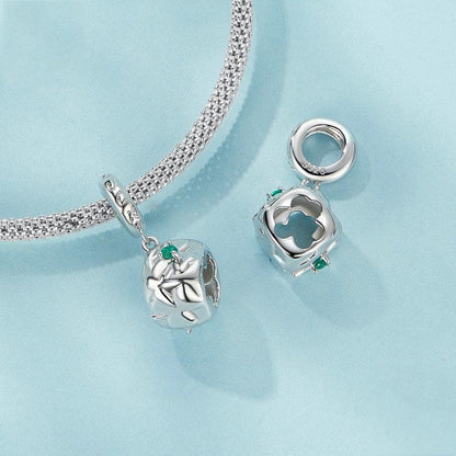 925 Sterling Silver Platinum Plated Lucky Clover Dice Bracelet