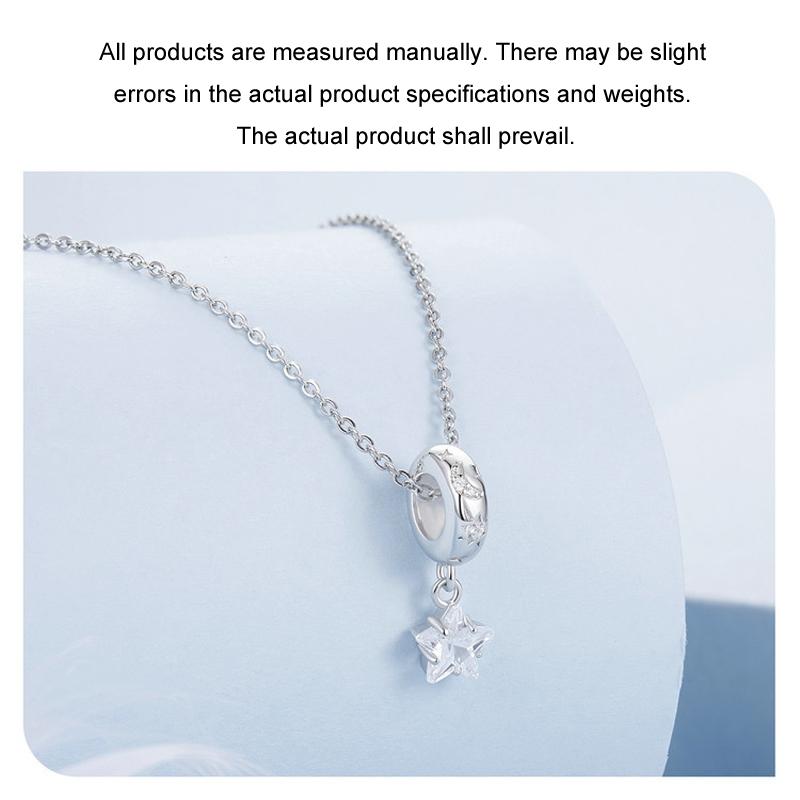 925 Sterling Silver Platinum Plated Starlight Five Pointed Star Diy Beads