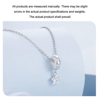 925 Sterling Silver Platinum Plated Starlight Five Pointed Star Diy Beads