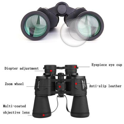 High Power Outdoor Binoculars for Low Light Night Vision - 20x50 - Black