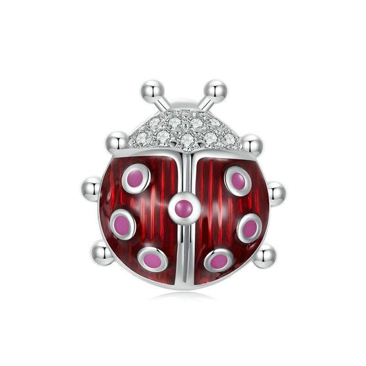 925 Sterling Silver Zircon Luminous Ladybug Beads