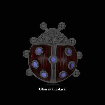 925 Sterling Silver Zircon Luminous Ladybug Beads