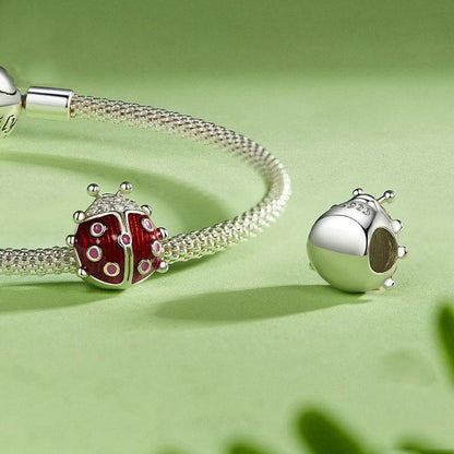 925 Sterling Silver Zircon Luminous Ladybug Beads
