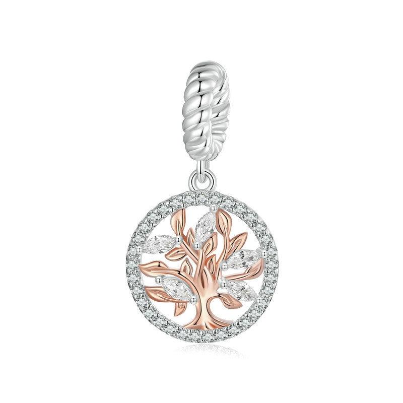 925 Sterling Silver Rose Gold Tree Of Life Pendant