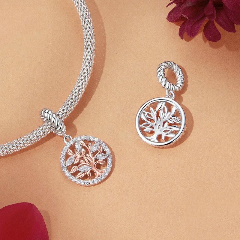 925 Sterling Silver Rose Gold Tree Of Life Pendant