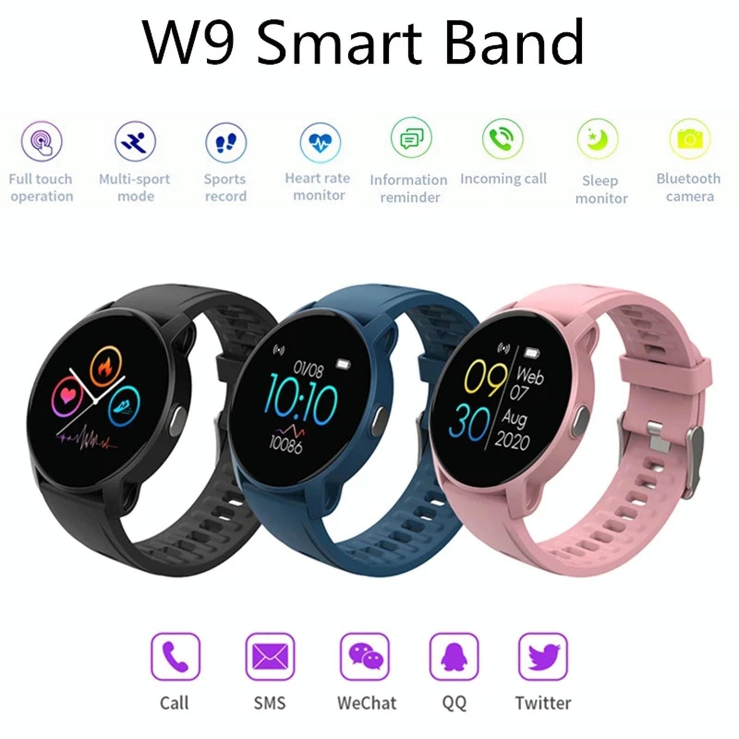 Smart Bracelet With Heart Rate Pedometer And Sleep Monitor - Blue