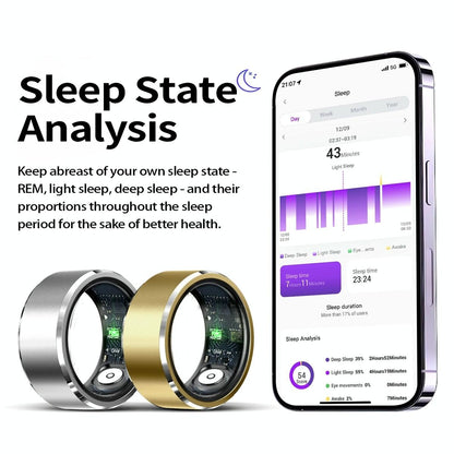 Smart Ring For Health Monitoring & Multiple Sports Modes - Size 10 - Silver