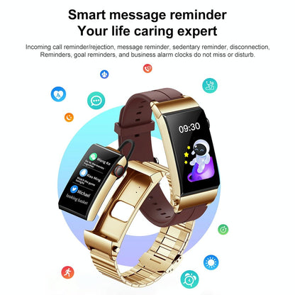 1.5 Inch Silicone Band Earphone Detachable Ip68 Waterproof Smart Watch Support Bluetooth Call - Black