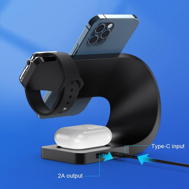 4 In 1 Wireless Charger For Phone Watch Airpods - Black