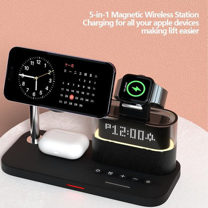 15W Wireless Charger Clock Lamp Multifunctional - Black