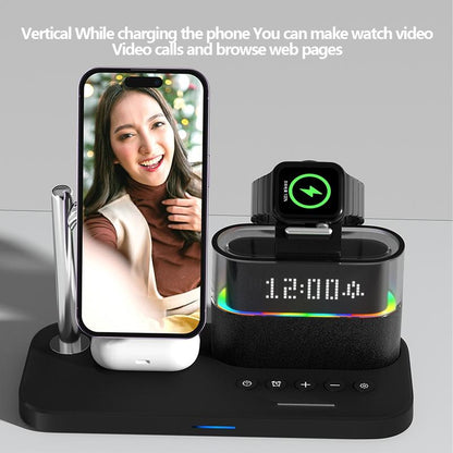 15W Wireless Charger Clock Lamp Multifunctional - Black