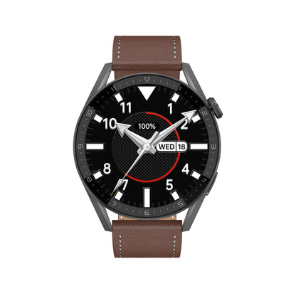 Smart Leather Watch With Colour Screen - Black