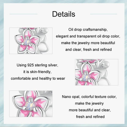 925 Sterling Silver Gradient Cherry Blossom Spacer Beads