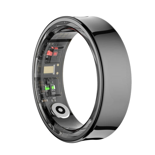 Smart Ring With Heart Rate Blood Oxygen Sleep Monitoring & Sports Modes - Size 11 - Black