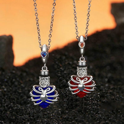 925 Sterling Silver Heart Pendant With Beaded Detail - Blue