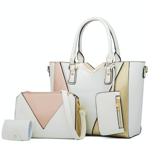 Versatile 4-in-1 Ladies Handbag with Large Capacity - White