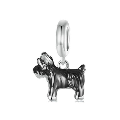 925 Sterling Silver Schnauzer Bracelet With Gold Beads