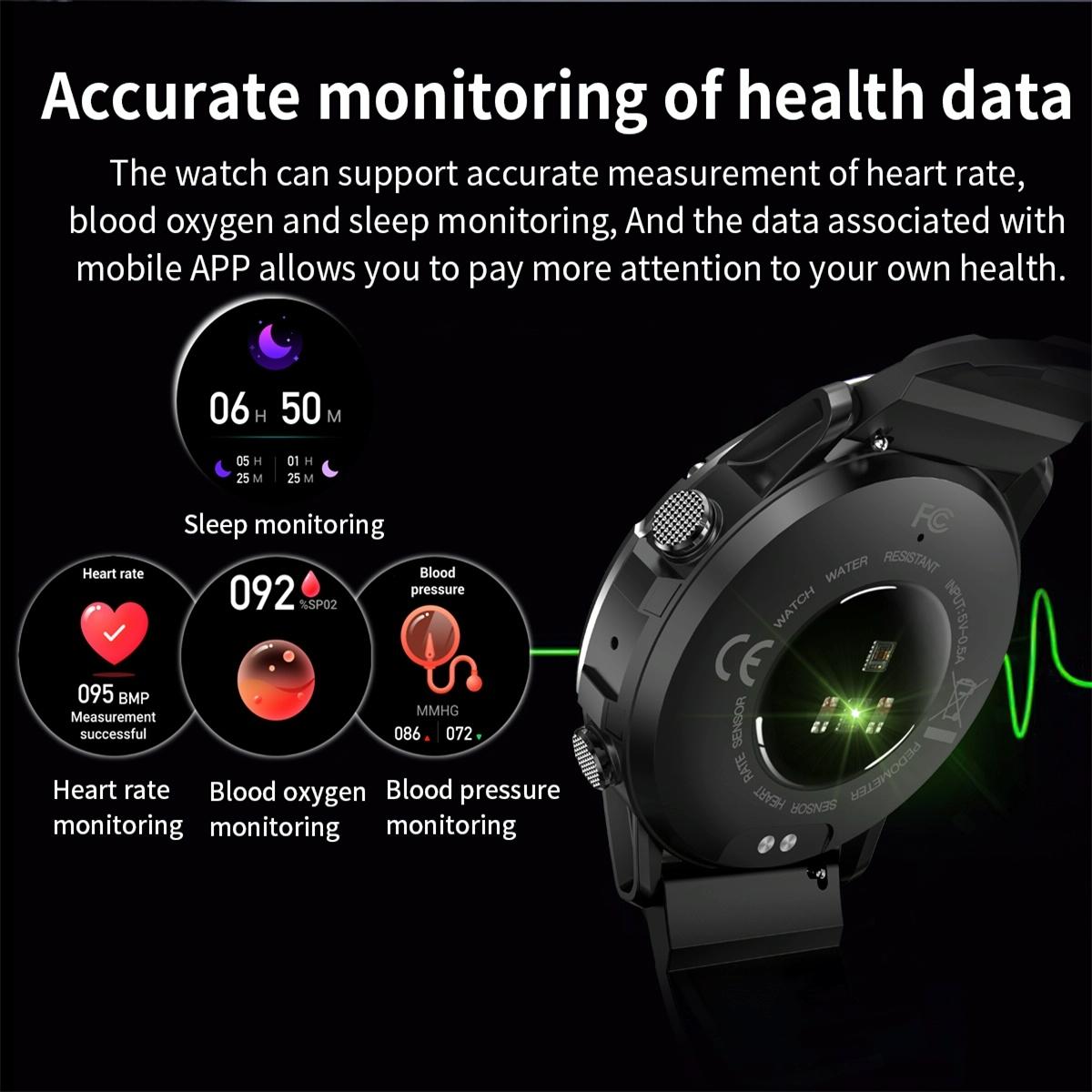1.39 Inch Colour Screen Smart Watch Support Heart Rate Monitoring / Blood Pressure Monitoring - Black