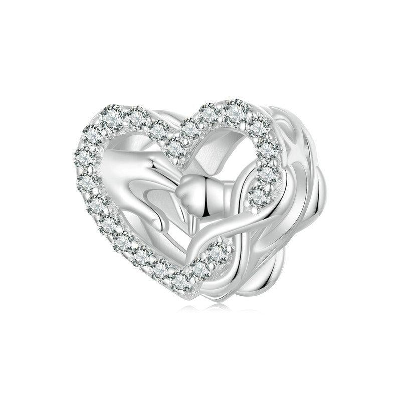 925 Sterling Silver Infinity Love Bracelet With Heart Beads