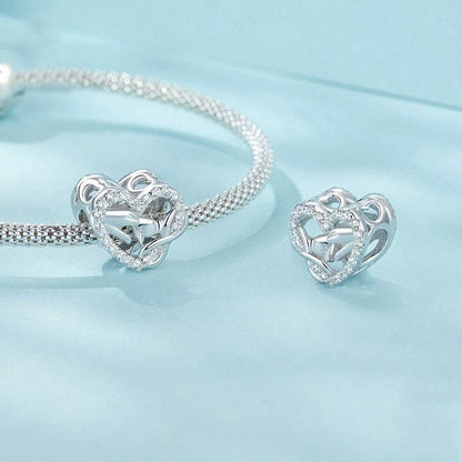 925 Sterling Silver Infinity Love Bracelet With Heart Beads