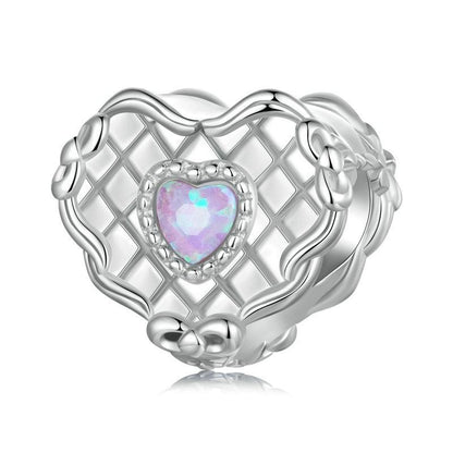 925 Sterling Silver Platinum Plated Heart Shaped Beads Bracelet