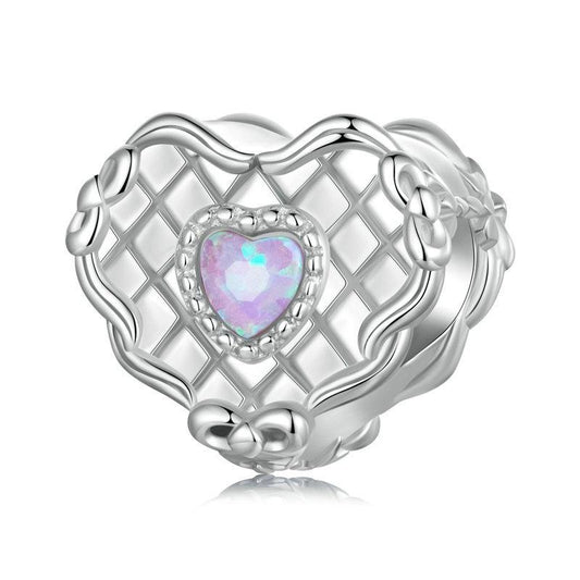 925 Sterling Silver Platinum Plated Heart Shaped Beads Bracelet
