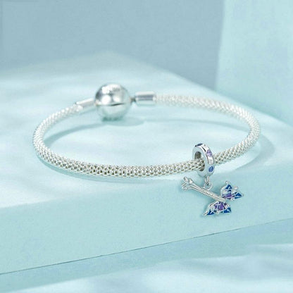 925 Sterling Silver Platinum Plated Butterfly Bass Pendant