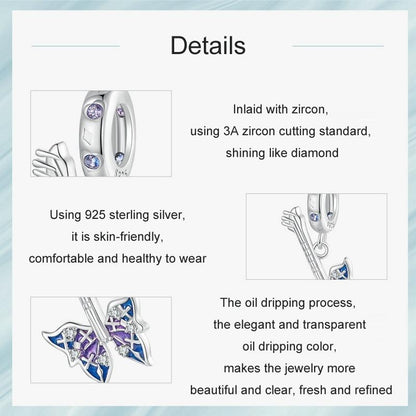 925 Sterling Silver Platinum Plated Butterfly Bass Pendant