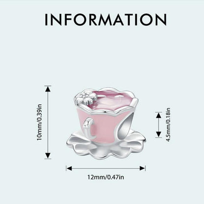 925 Sterling Silver Flower Beaded Bracelet For Coffee Lovers