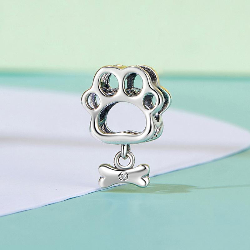 925 Sterling Silver Oxidized Paw Print Bracelet