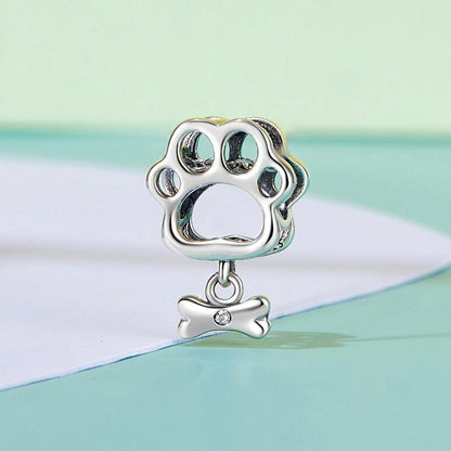 925 Sterling Silver Oxidized Paw Print Bracelet