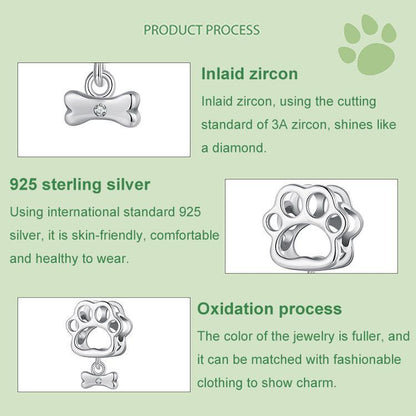 925 Sterling Silver Oxidized Paw Print Bracelet