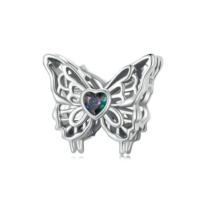 925 Sterling Silver Oxidized Butterfly Hollow Diy Beads