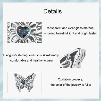 925 Sterling Silver Oxidized Butterfly Hollow Diy Beads