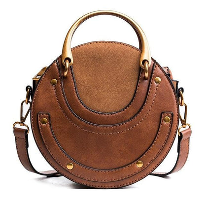Retro Leather Mini Shoulder Bag for Women - Brown