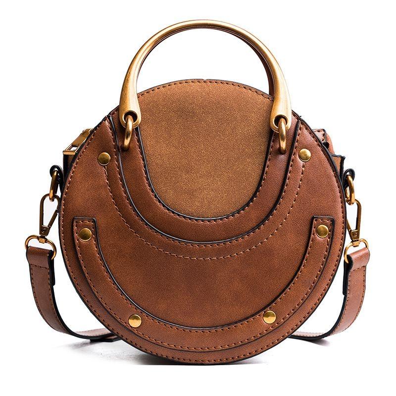Retro Leather Mini Shoulder Bag for Women - Brown